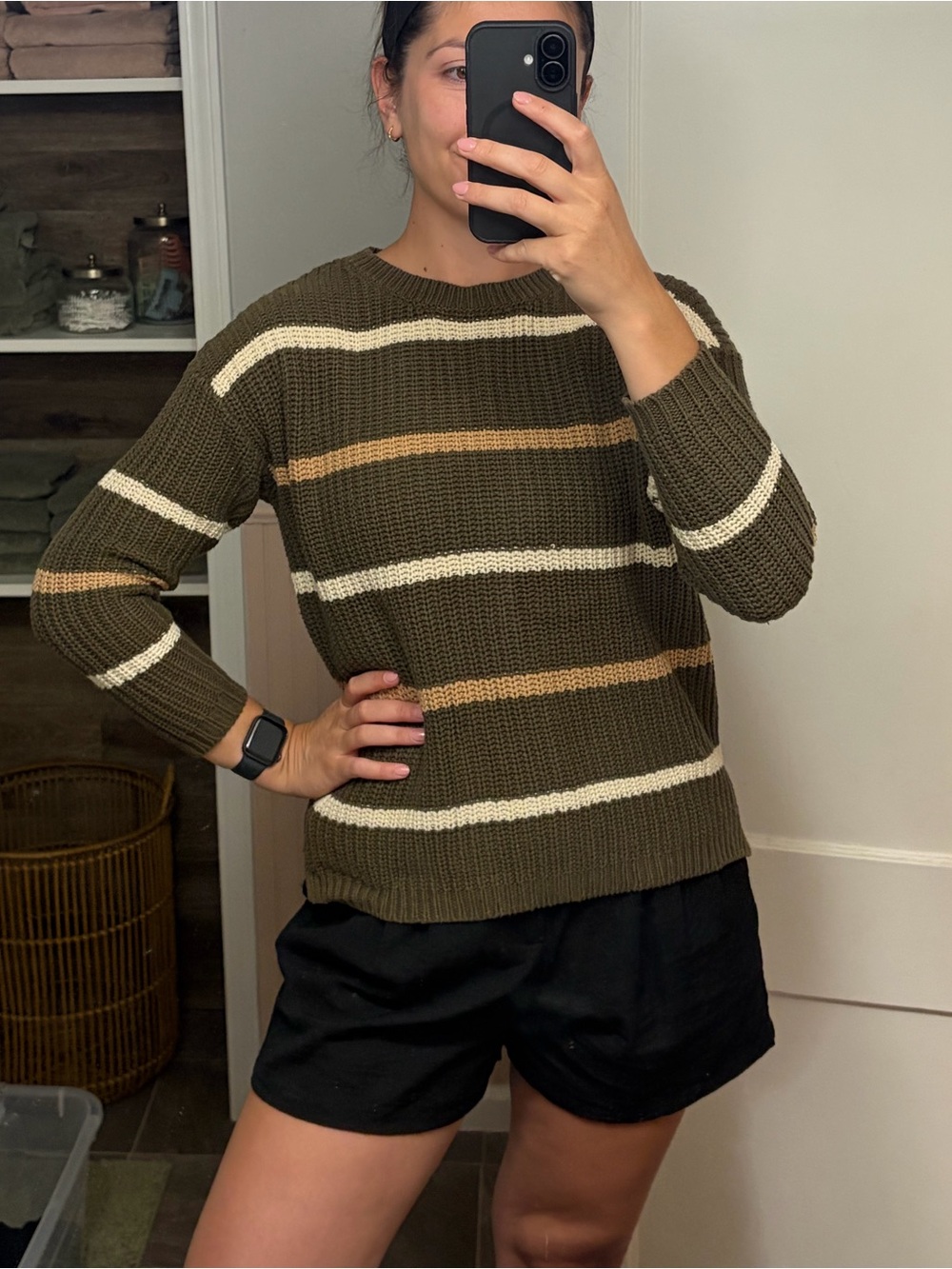 Olive striped sweater